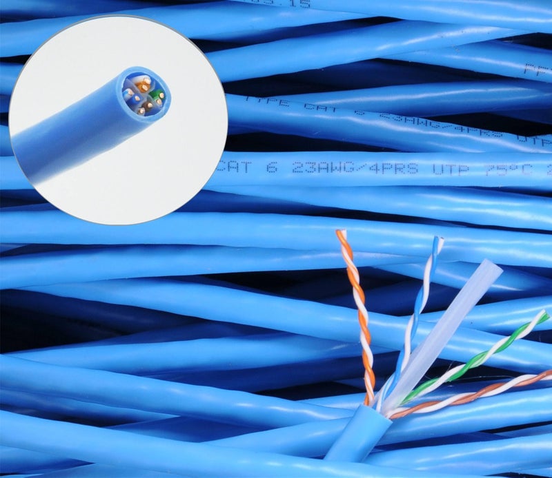 UbiGear 200ft Blue RJ45 CAT6 Ethernet LAN Network Internet Computer Solid Wire 23 AWG UTP Cable - Image 1